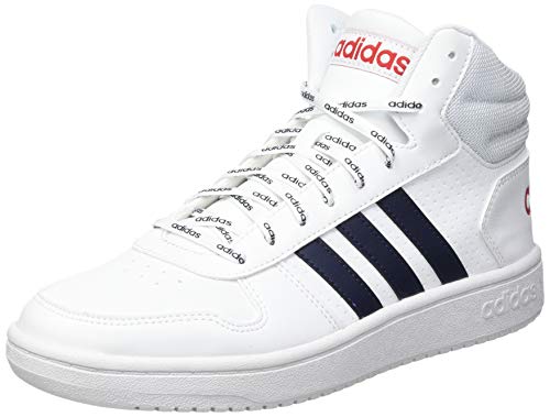 adidas Herren Hoops 2.0 MID Basketballschuhe, FTWR White Legend Ink Scarlet
